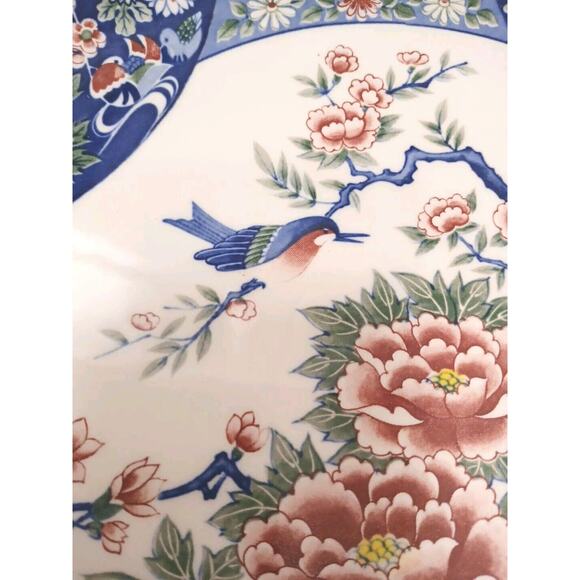 TAJIMI 12.5" Silvia Fine China Platter Bird Floral Hand Painted Japan Asian VNTG - Picture 11 of 16